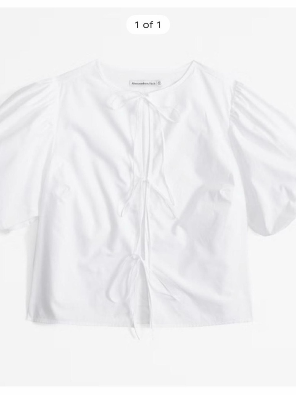 Abercrombie & Fitch White Tie-Front Puff Sleeve Blouse
